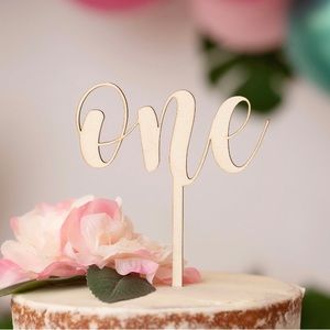 Wooden ONE cake topper - 1st Birthday